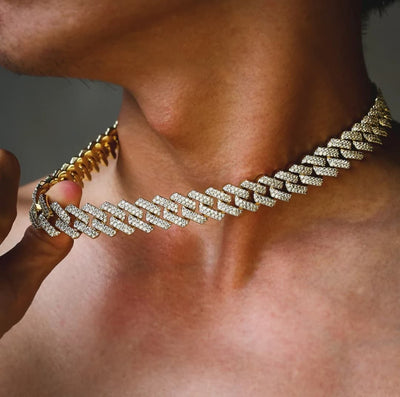 15MM Iced Out Cuban Link- Gold
