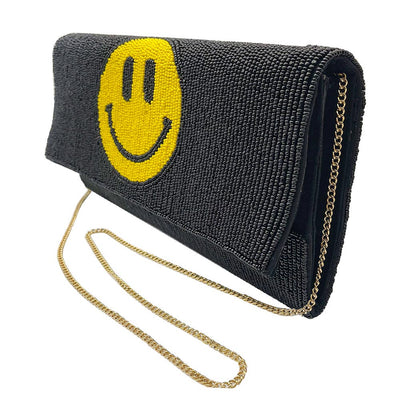 All Smiles Beaded Black Clutch 